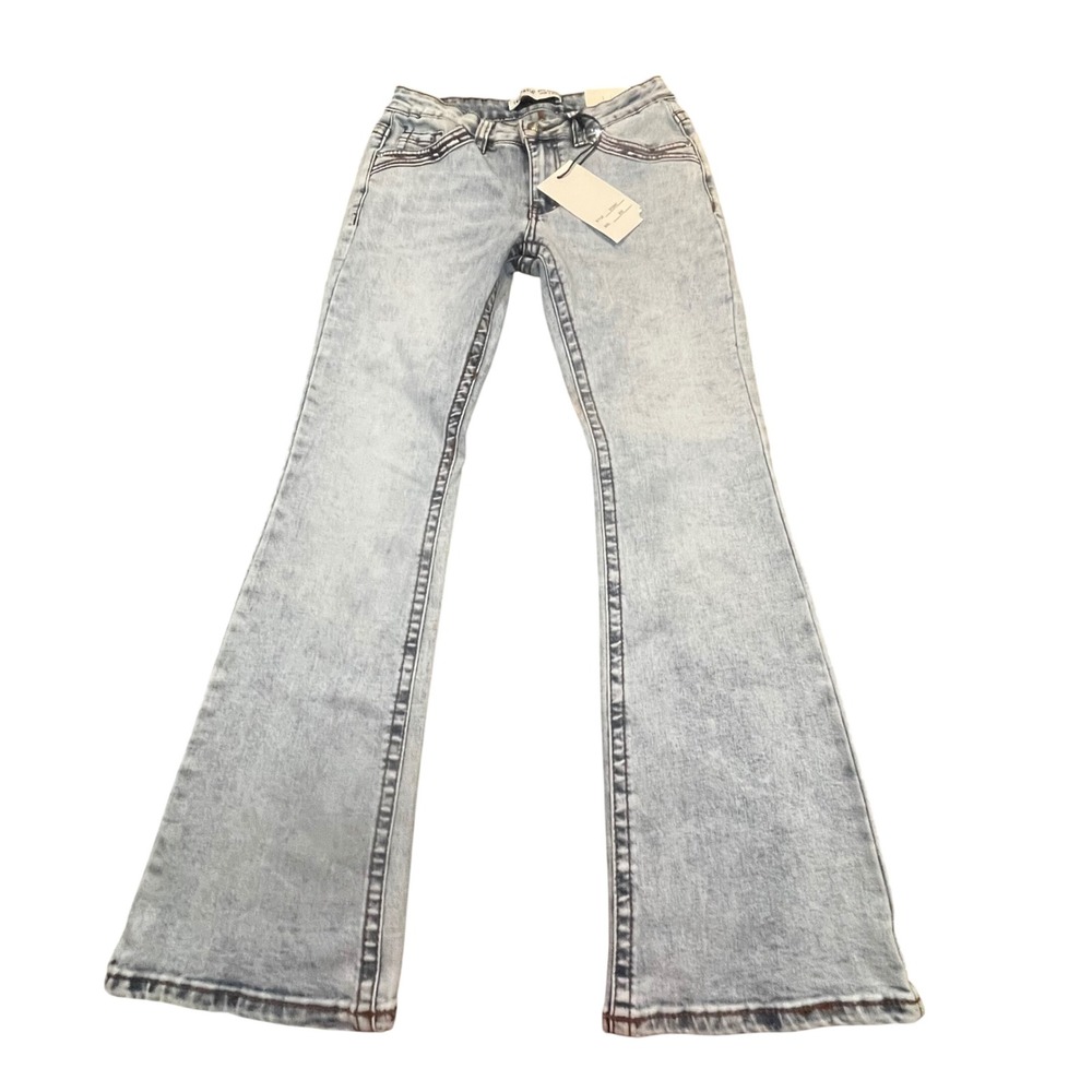 Telepatia Women Low Rise Bootcut Jeans Rhinestone Angel Heart Size 9/29